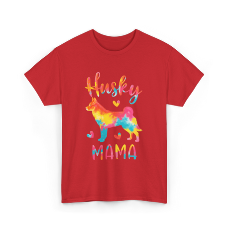 Husky Mama Colorful Husky T-Shirt - Red