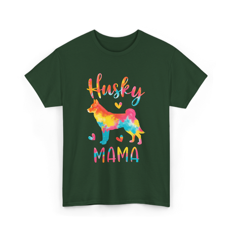 Husky Mama Colorful Husky T-Shirt - Forest Green