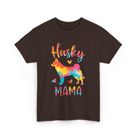 Husky Mama Colorful Husky T-Shirt - Dark Chocolate