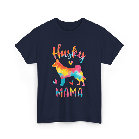 Husky Mama Colorful Husky T-Shirt - Navy