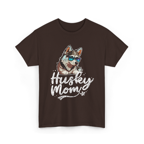 Husky Mom Dog Husky T-Shirt - Dark Chocolate