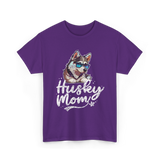 Husky Mom Dog Husky T-Shirt - Purple