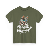 Husky Mom Dog Husky T-Shirt - Military Green