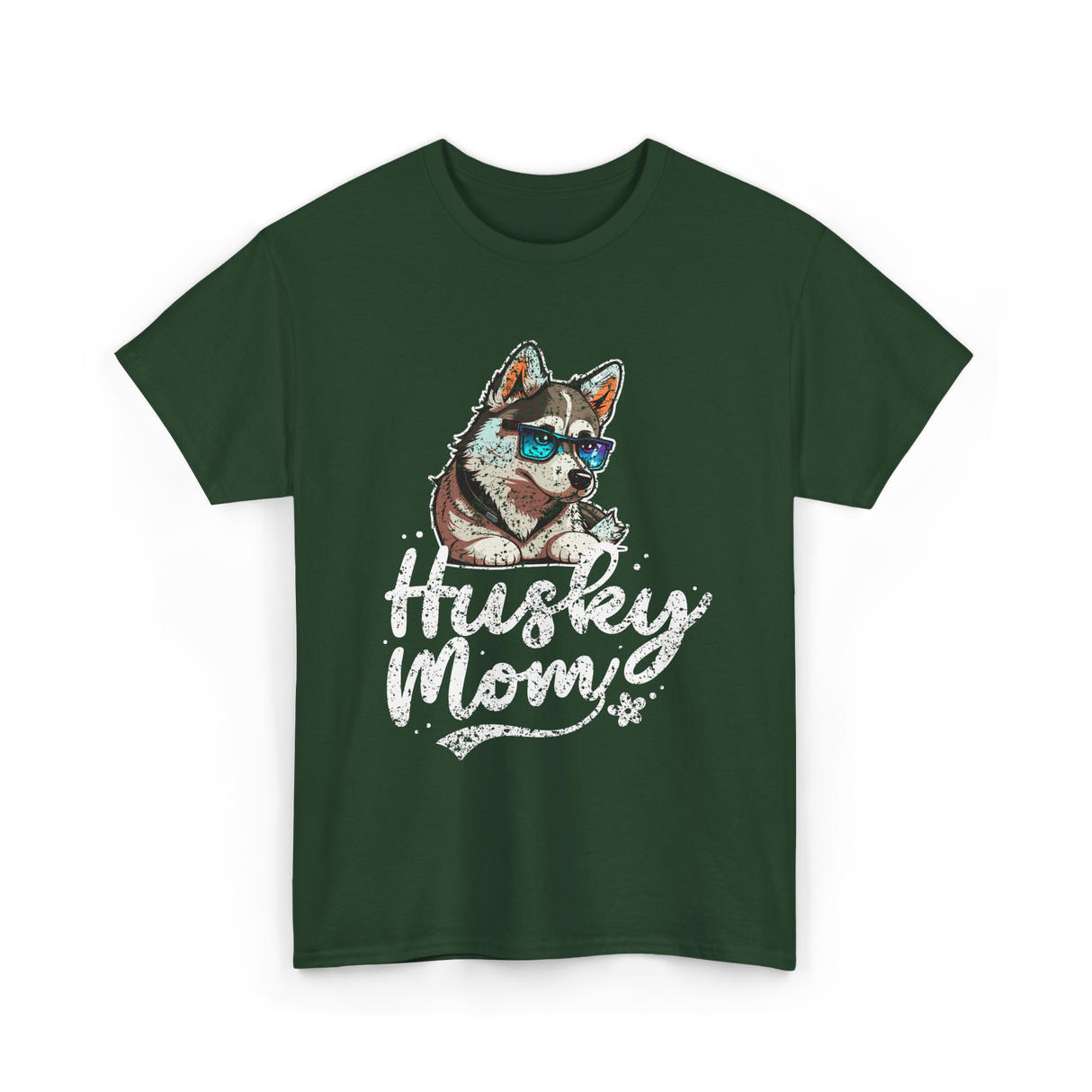 Husky Mom Dog Husky T-Shirt - Forest Green