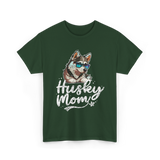 Husky Mom Dog Husky T-Shirt - Forest Green