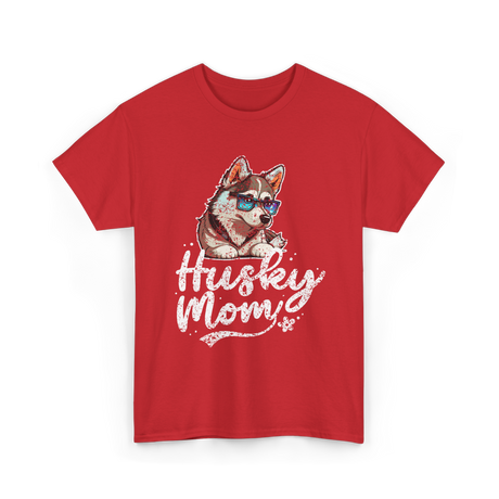 Husky Mom Dog Husky T-Shirt - Red