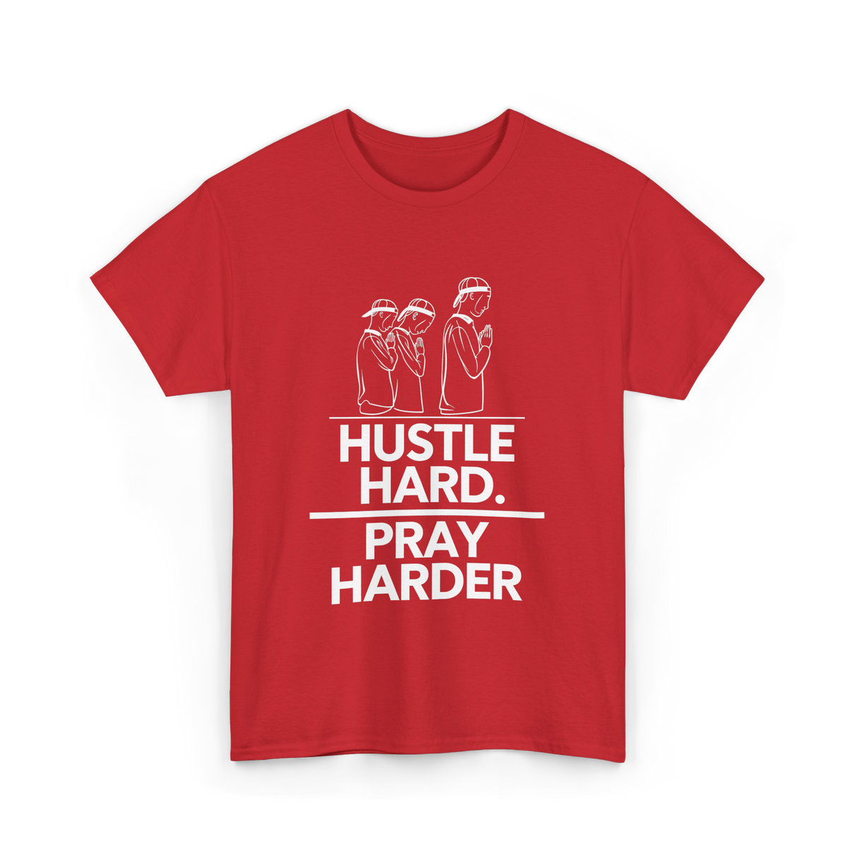 Hustle Hard Pray Harder Motivation T-Shirt - Red