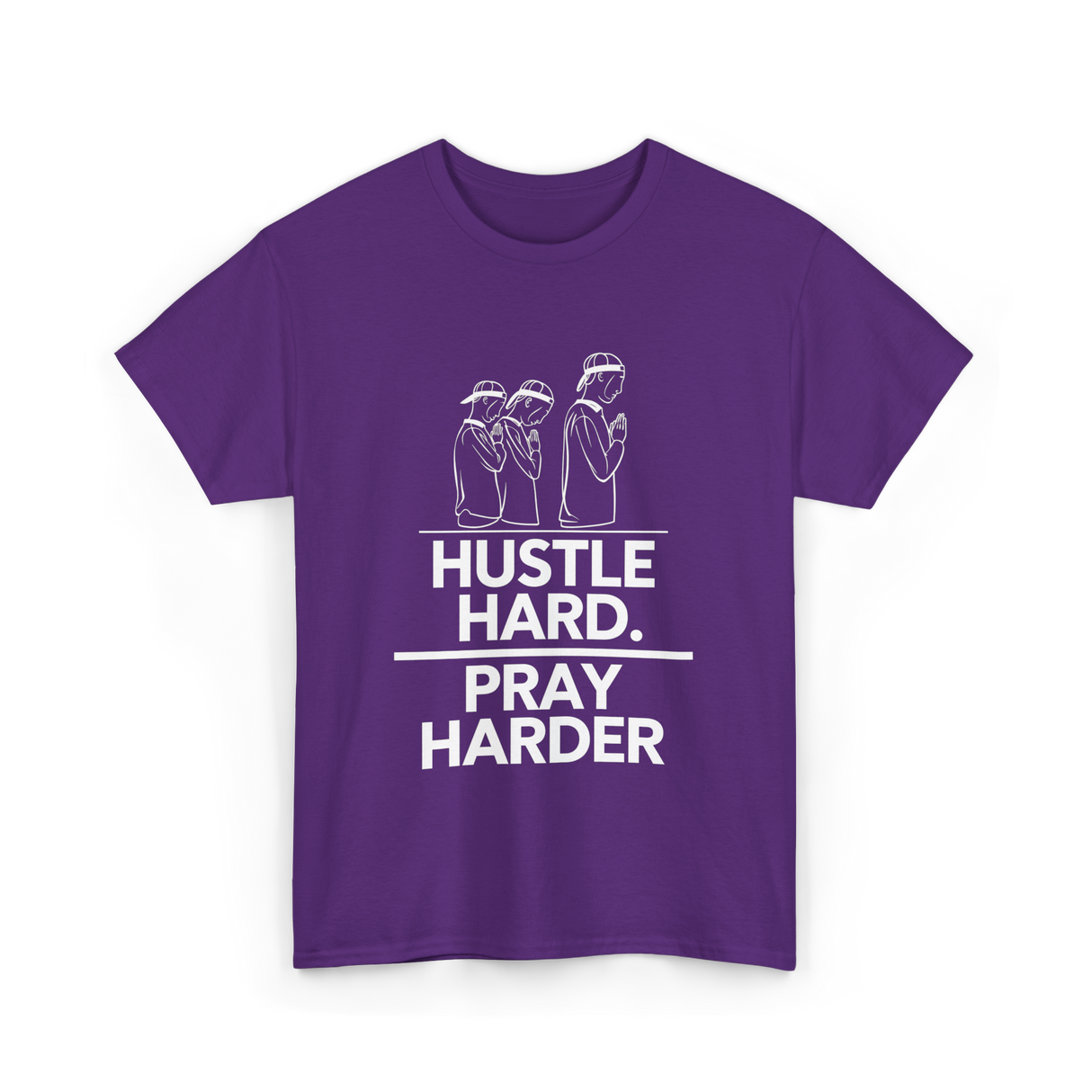 Hustle Hard Pray Harder Motivation T-Shirt - Purple