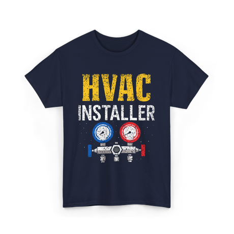 HVAC Installer Tech Technician T-Shirt - Navy