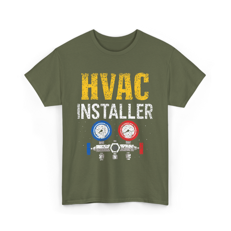 HVAC Installer Tech Technician T-Shirt - Military Green