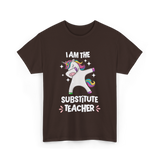 I Am The Substitute Teacher Unicorn T-Shirt - Dark Chocolate