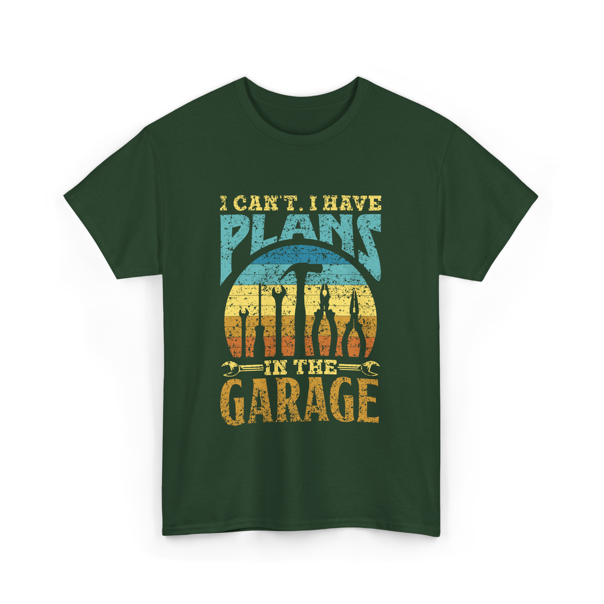 I Can't I Have Plans Garage T-Shirt - Forest Green