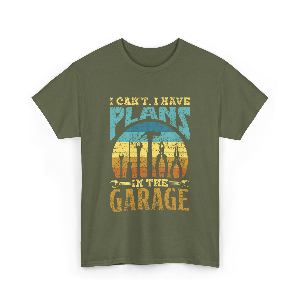 I Can't I Have Plans Garage T-Shirt - Military Green