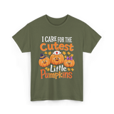 I Care for the Cutest Pumpkins Nurse T-Shirt - Military Green