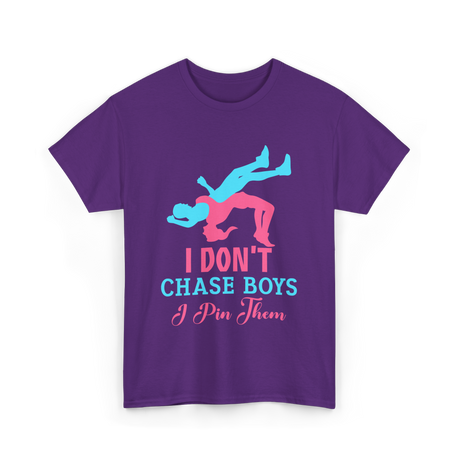 I Don't Chase Boys Wrestling Wrestler T-Shirt - Purple