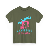 I Don't Chase Boys Wrestling Wrestler T-Shirt - Military Green