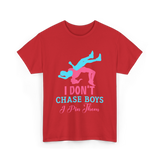 I Don't Chase Boys Wrestling Wrestler T-Shirt - Red