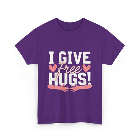 I Give Free Hugs Love T-Shirt - Purple