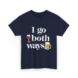 I Go Both Ways Drinking Alcohol T-Shirt - Navy