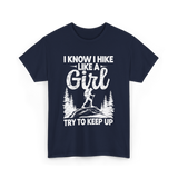 I Hike Like a Girl Hiking T-Shirt - Navy