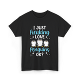 I Just Love Penguins Penguin T-Shirt - Black