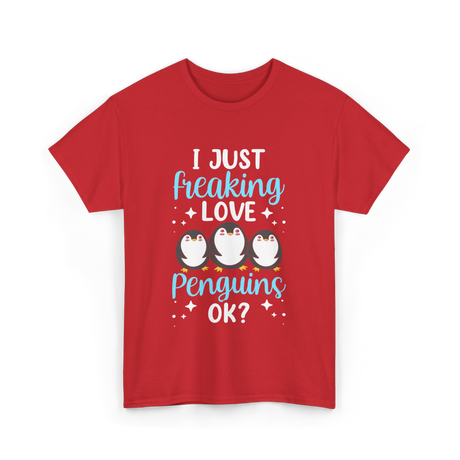 I Just Love Penguins Penguin T-Shirt - Red