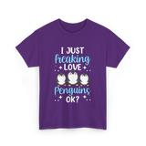 I Just Love Penguins Penguin T-Shirt - Purple