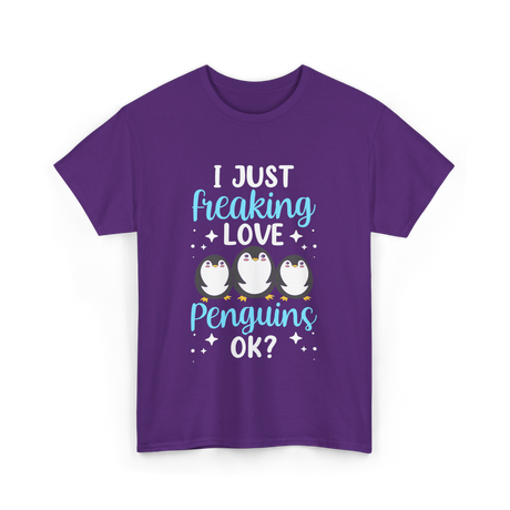 I Just Love Penguins Penguin T-Shirt - Purple