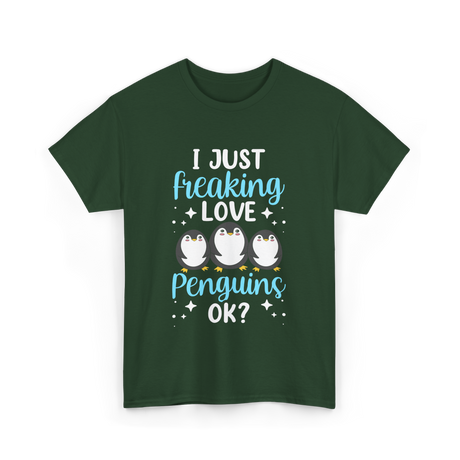 I Just Love Penguins Penguin T-Shirt - Forest Green