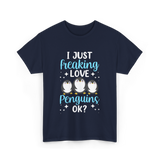 I Just Love Penguins Penguin T-Shirt - Navy