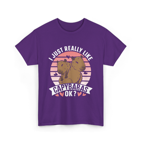 I Just Really Like Capybaras Animal T-Shirt - Purple