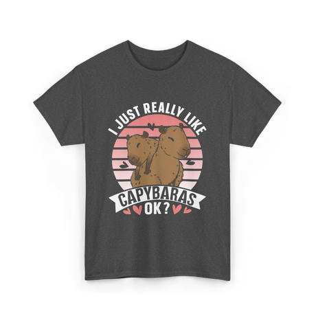 I Just Really Like Capybaras Animal T-Shirt - Dark Heather