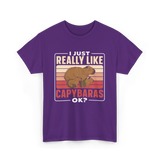 I Just Really Like Capybaras Capybara T-Shirt - Purple