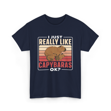 I Just Really Like Capybaras Capybara T-Shirt - Navy