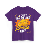 I Just Really Like Cheese Cheese Lover T-Shirt - Purple