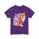 I Just Really Like Foxes Fox T-Shirt - Purple