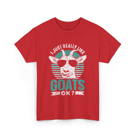 I Just Really Like Goats Animal Lover T-Shirt - Red