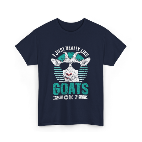 I Just Really Like Goats Animal Lover T-Shirt - Navy