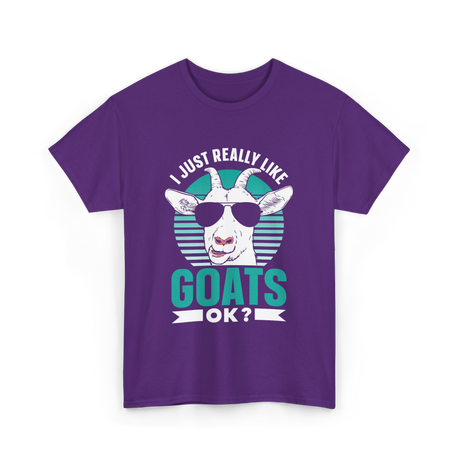 I Just Really Like Goats Animal T-Shirt - Purple