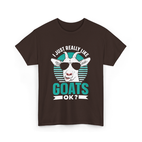 I Just Really Like Goats Animal T-Shirt - Dark Chocolate