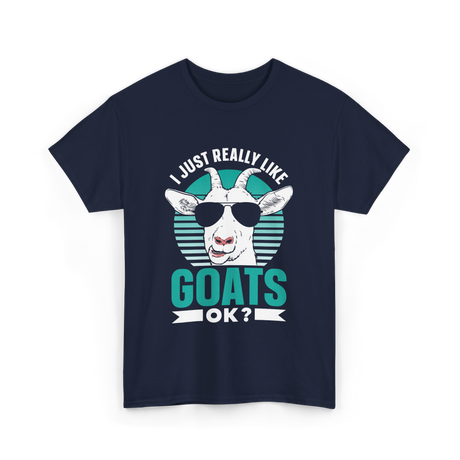 I Just Really Like Goats Animal T-Shirt - Navy