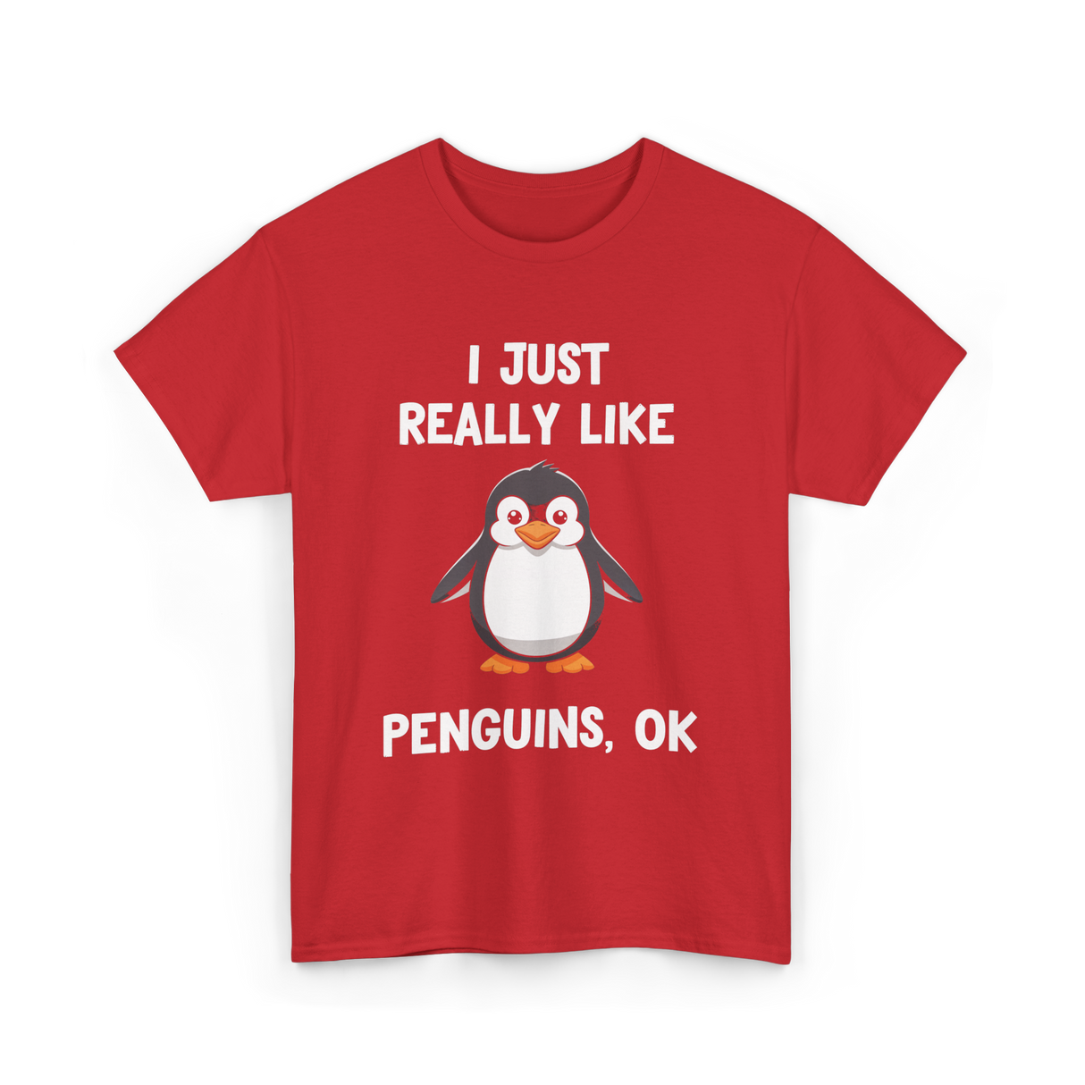 I Just Really Like Penguins T-Shirt - Red