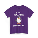 I Just Really Like Penguins T-Shirt - Purple