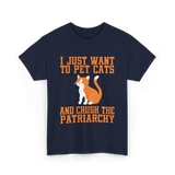 I Just Want To Pet Cats Feminism T-Shirt - Navy