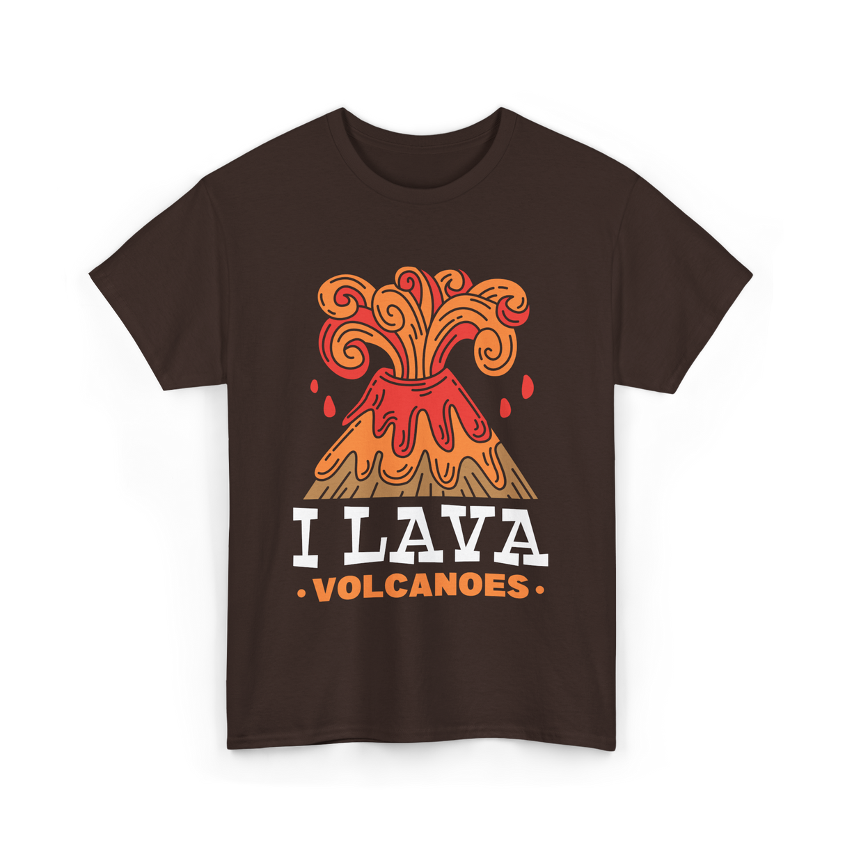 I Lava Volcanoes Volcanic Eruption T-Shirt - Dark Chocolate