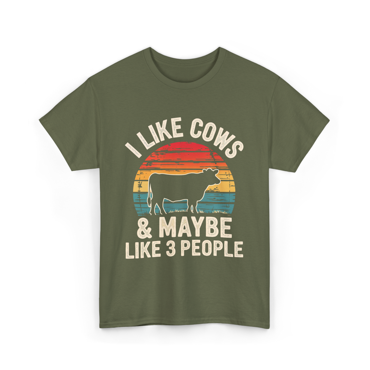 I Like Cows Farm Cow T-Shirt - Military Green