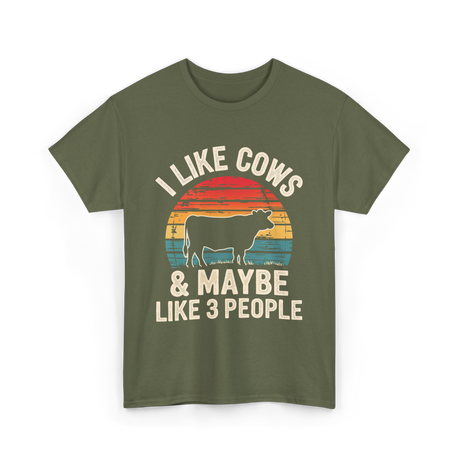 I Like Cows Farm Cow T-Shirt - Military Green