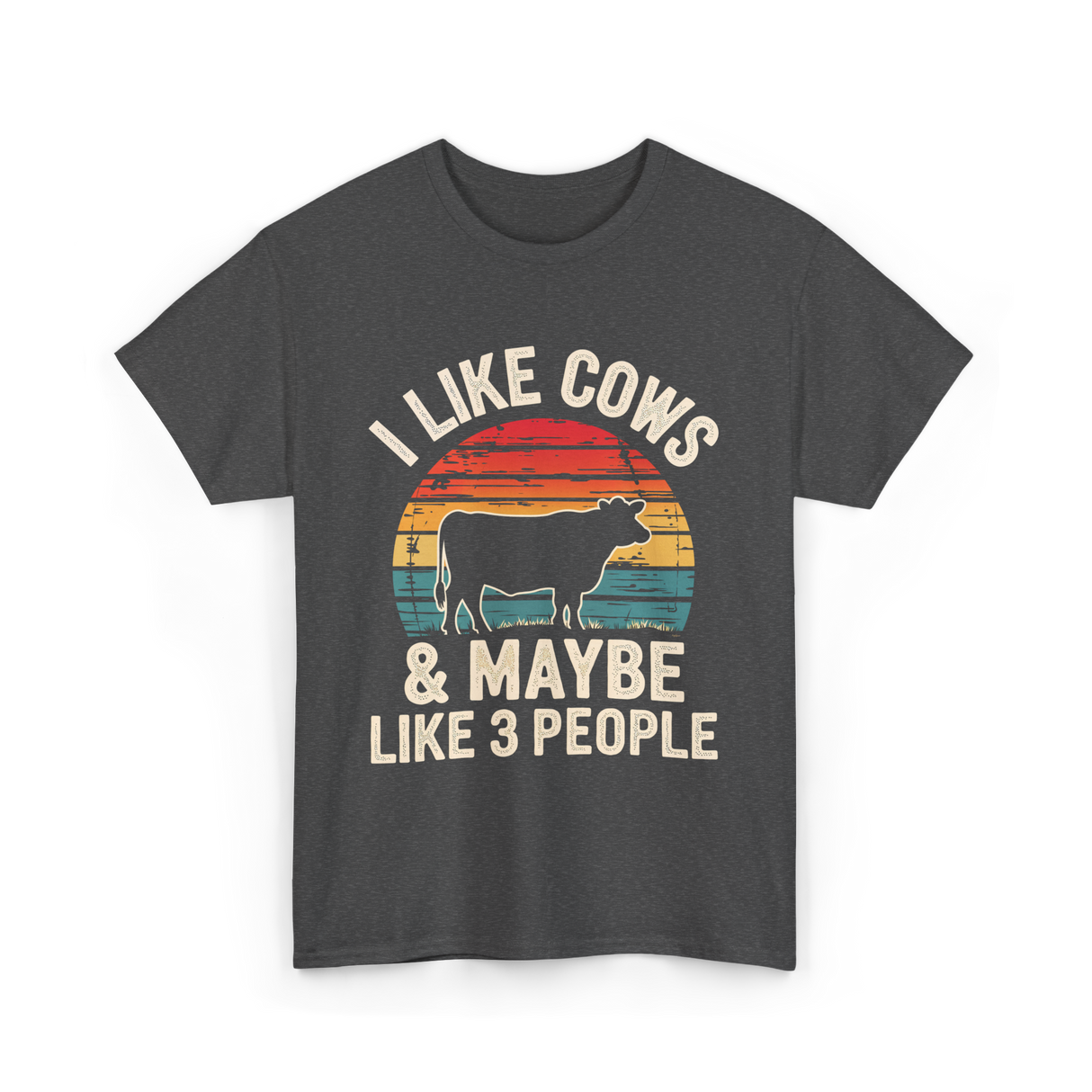 I Like Cows Farm Cow T-Shirt - Dark Heather