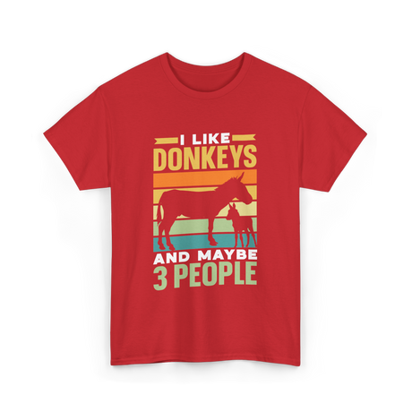 I Like Donkeys Farm Animal Lover T-Shirt - Red