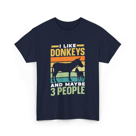 I Like Donkeys Farm Animal Lover T-Shirt - Navy